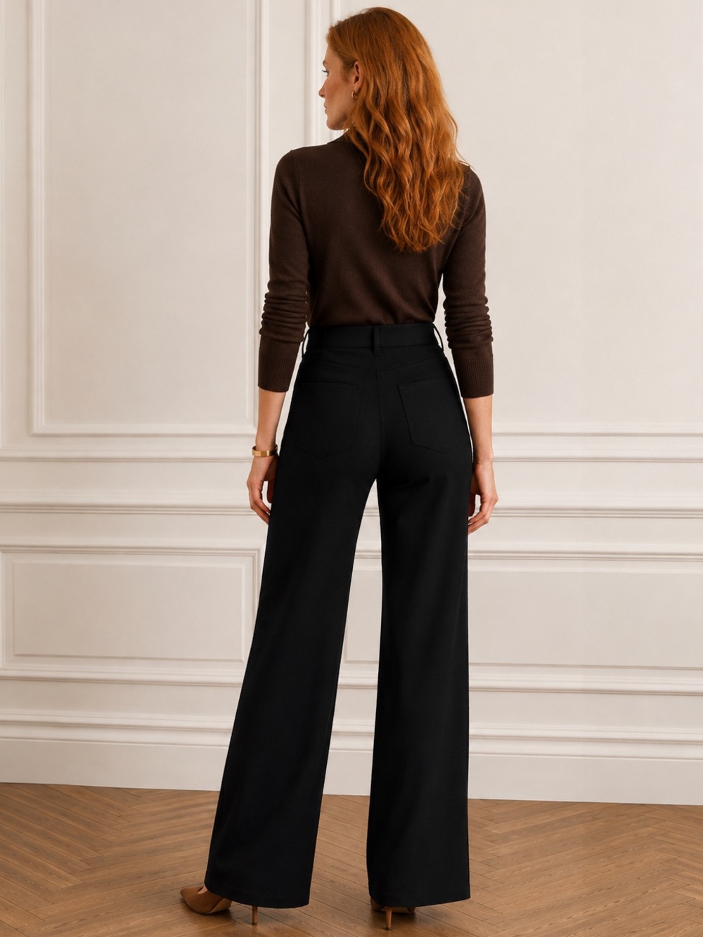 NWT L’AGENCE Clayton Ponte High Rise Wide Leg Pants Black 32 - Picture 3 of 16